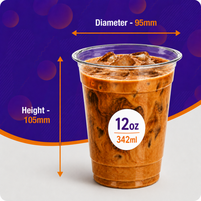 12oz Medium Clear Plastic PET Smoothie Cups