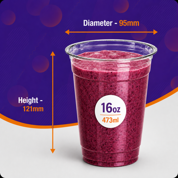 16oz Large Clear Plastic PET Smoothie Cups