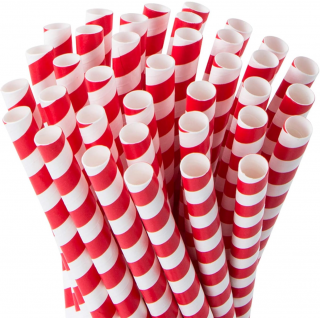 Jumbo 8" (200mm) Paper Smoothie Straws - Red / White (200 Pack)