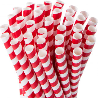 Jumbo 8" (200mm) Paper Smoothie Straws - Red / White (200 Pack)
