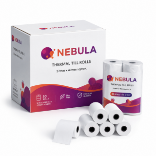 57 x 40mm Thermal Paper Credit Card Till Rolls (50 Rolls / Case) 57 x 40mm Thermal Paper Credit Card Till Rolls (50 Rolls / Case)