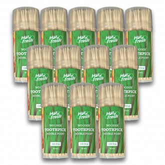 Wooden Toothpicks (80mm x 2mm) - 4,800 Double Pointed Sticks (100 per Pack / 48 Packs per Case)