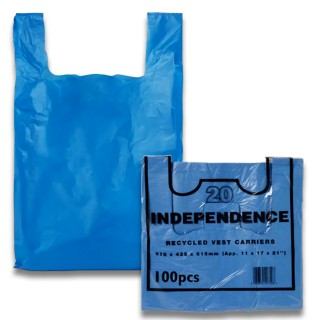 Large Blue Heavy Duty Vest Carrier Bags - 11 x 17 x 21"