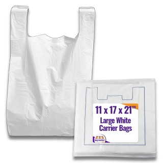Large White Medium Duty Vest Carrier Bags - 11 x 17 x 21"