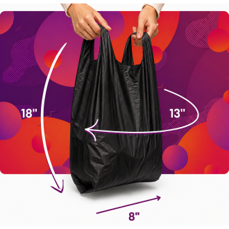 Small (S2) Black Heavy Duty Vest Carrier Bags - 8" x 13" x 18"
