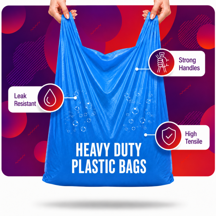 Jumbo Blue Heavy Duty Vest Carrier Bags - 13 x 19 x 23"