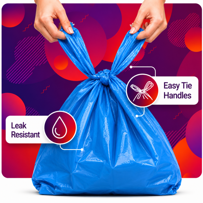 Jumbo Blue Heavy Duty Vest Carrier Bags - 13 x 19 x 23"