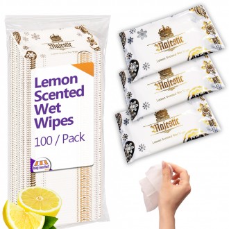 Large Majestic Lemon Scented Wet Wipes - Hot and Cold Use (100 / Pack)