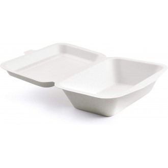 5" x 7.5" - Bagasse Takeaway Food / Lunch Boxes (HB9) - 600ml - 1 Compartment