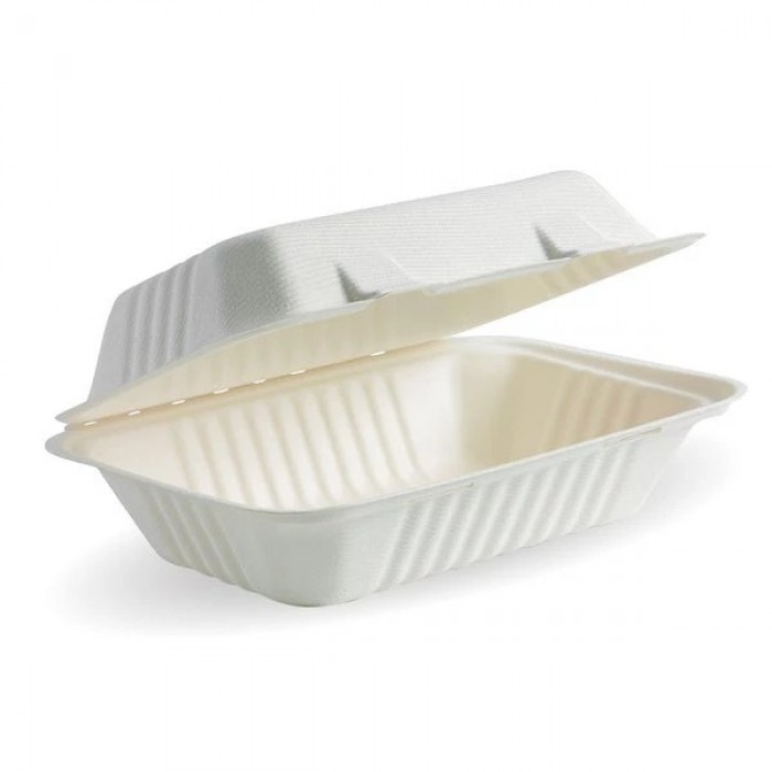 9" x 6" - Bagasse Takeaway Food / Lunch Boxes (HB10) - 1 Compartment