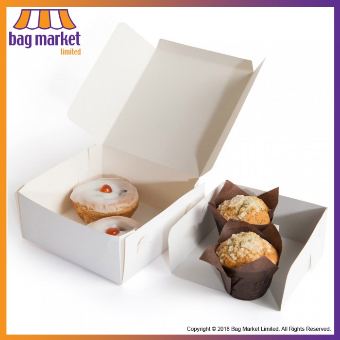 6 x 6 x 3 Inch - White Cake Boxes - Fold Flat - 100% Recyclable