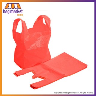 Large Red Heavy Duty Vest Carrier Bags - 11 x 17 x 21"