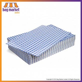 Blue Gingham Duplex Greaseproof Paper Sheets - 10" x 15"