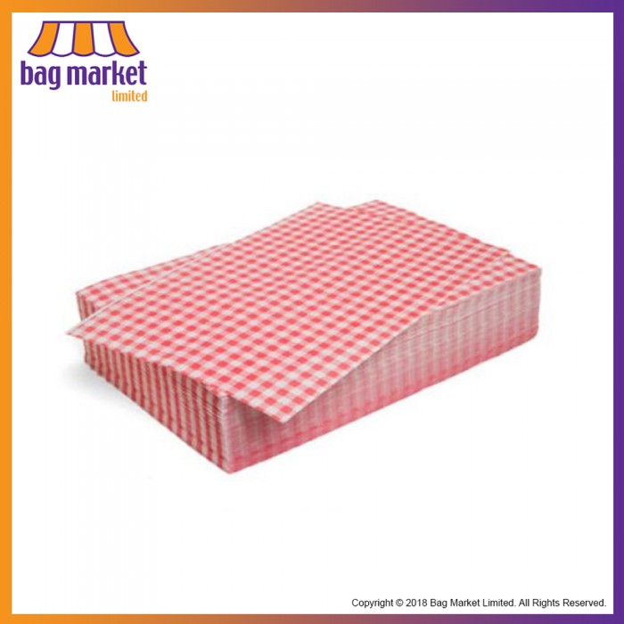 Red Gingham Duplex Greaseproof Paper Sheets - 10" x 15"