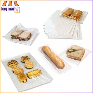 10" x 12" (250 x 300mm) - Film Fronted White Paper Bags - Food Use