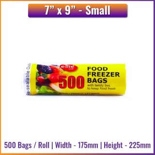 7" x 9" Food Freezer Polythene Plastic Bags - 500 Bags / Roll