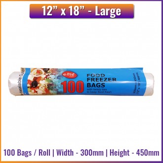 12" x 18" Food Freezer Polythene Plastic Bags - 80 Bags / Roll