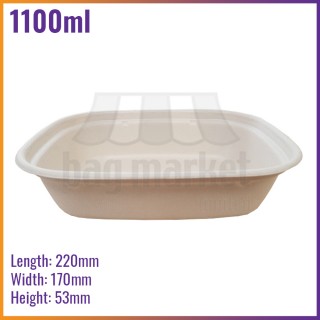 1100ml Biodegradable Bagasse Microwavable Food Containers