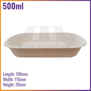 500ml Biodegradable Bagasse Microwavable Food Containers