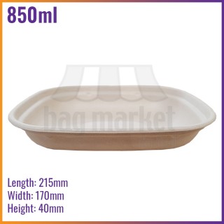 850ml Biodegradable Bagasse Microwavable Food Containers