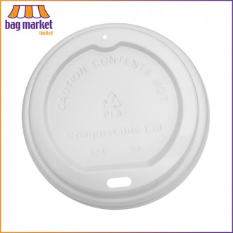 12oz White (90mm) Compostable PLA Sip Lids