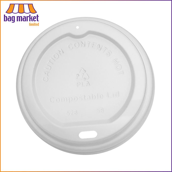 12oz White (90mm) Compostable PLA Sip Lids