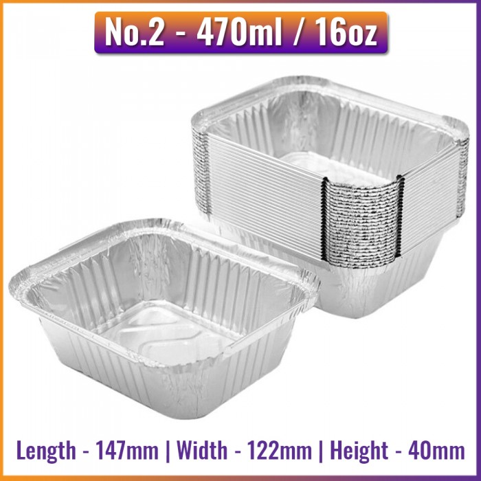 No.2 (470ml) Aluminium Foil Containers (125 / Pack) No.2 (470ml) Aluminium Foil Containers (125 / Pack)