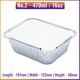 No.2 (470ml) Aluminium Foil Containers (125 / Pack)