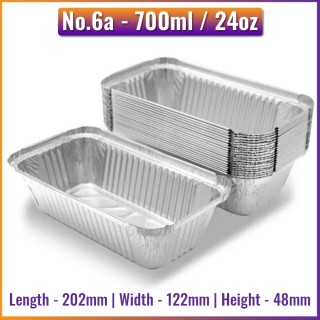 No.6a (700ml) Aluminium Foil Containers (125 / Pack)