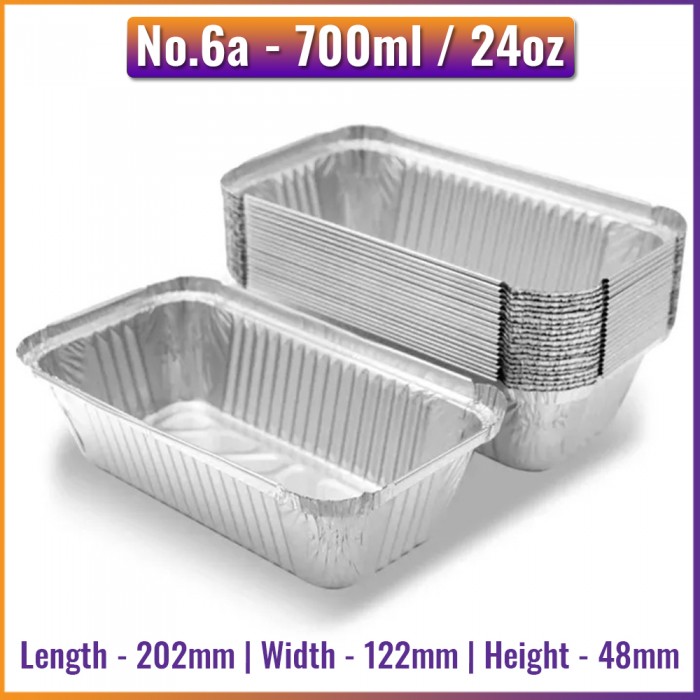 No.6a (700ml) Aluminium Foil Containers (125 / Pack) No.6a (700ml) Aluminium Foil Containers (125 / Pack)