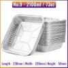 No.9 (2100ml) Deep Aluminium Foil Containers (100 / Pack)