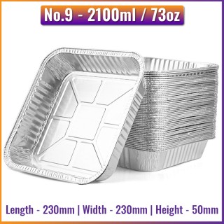 No.9 (2100ml) Deep Aluminium Foil Containers (100 / Pack)
