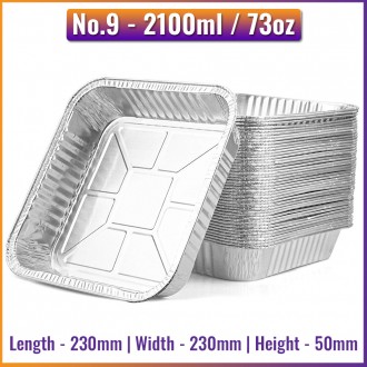 No.9 (2100ml) Deep Aluminium Foil Containers (100 / Pack)