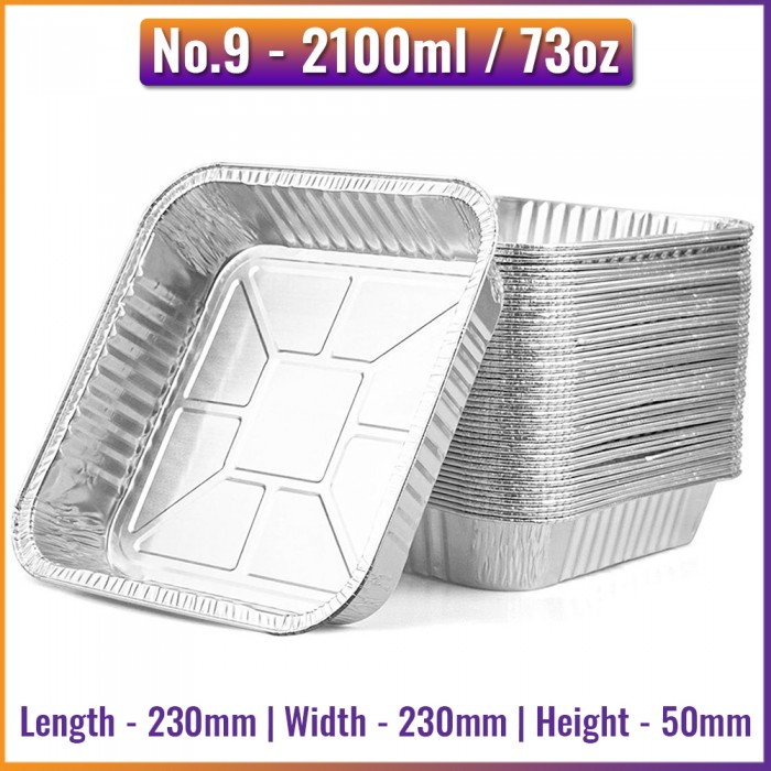 No.9 (2100ml) Deep Aluminium Foil Containers (100 / Pack)