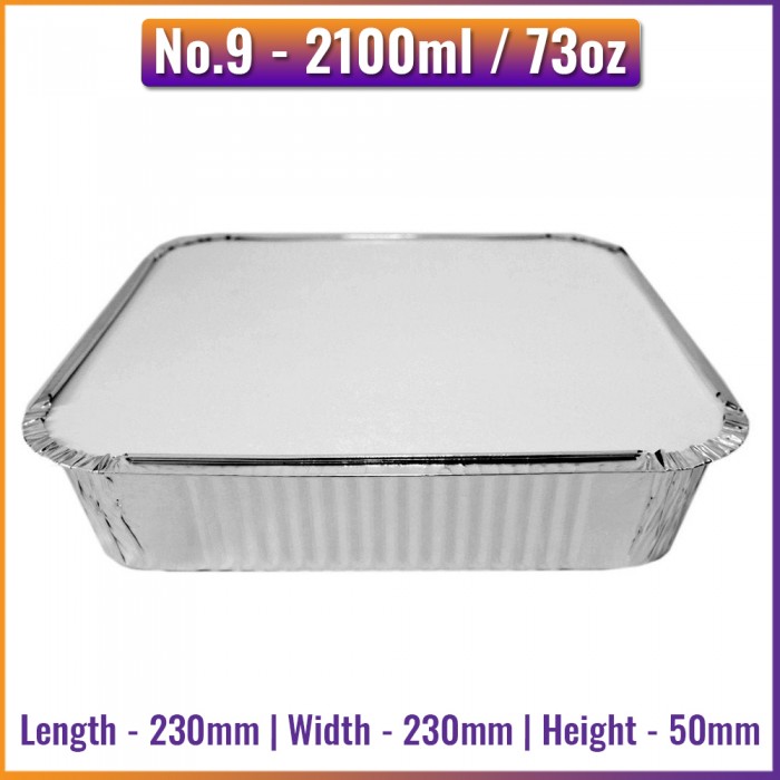 No.9 (2100ml) Deep Aluminium Foil Containers (100 / Pack)