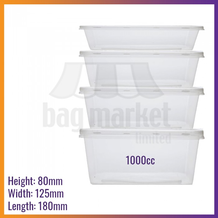 1000ml (35oz) Plastic Microwavable Takeaway Food Containers & Lids 1000ml (35oz) Plastic Microwavable Takeaway Food Containers & Lids
