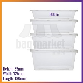 500ml (18oz) Plastic Microwavable Takeaway Food Containers & Lids
