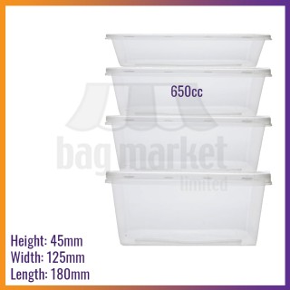 650ml (23oz) Plastic Microwavable Takeaway Food Containers & Lids