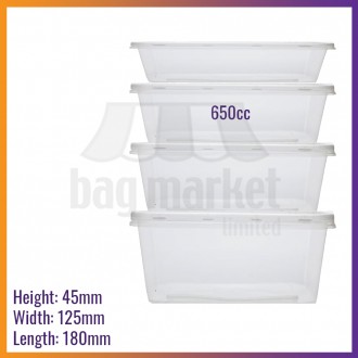 650ml (23oz) Plastic Microwavable Takeaway Food Containers & Lids