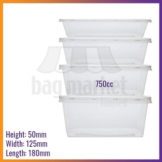 750ml (27oz) Plastic Microwavable Takeaway Food Containers & Lids