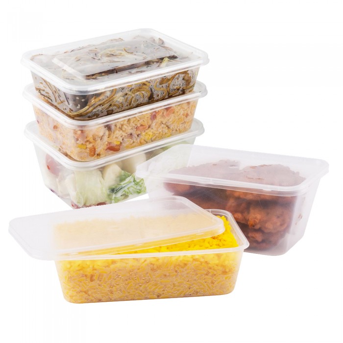 500ml (18oz) Plastic Microwavable Takeaway Food Containers & Lids