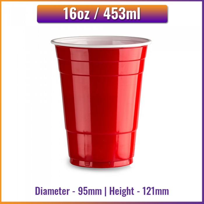 Large - 16oz / 453ml - American Red Plastic Party Cups - Heavy Duty Large - 16oz / 453ml - American Red Plastic Party Cups - Heavy Duty