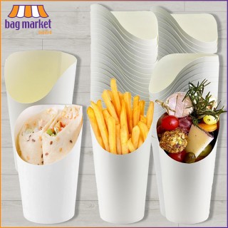 White Paper Snack Cup - 12oz / 355ml - Chips, French Fry, Wraps, Scoop, Food
