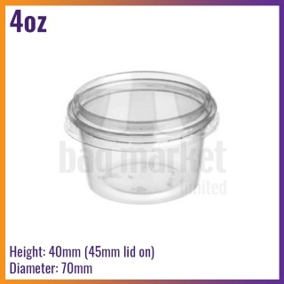 4oz / 113ml Clear Plastic Round Microwavable Food Containers with Lids (50 / Pack)
