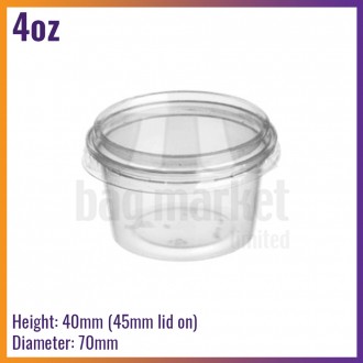 4oz / 113ml Clear Plastic Round Microwavable Food Containers with Lids (50 / Pack)