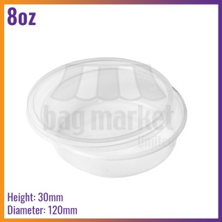 8oz / 227ml Clear Plastic Round Microwavable Food Containers with Lids (50 / Pack)
