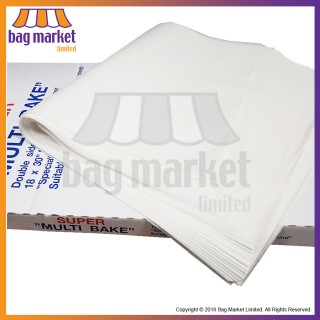 Jumbo Multibake Greaseproof Silicone Coated Paper Sheets - 18" x 30" - White Baking Parchment