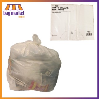 100 x White HDPE Square Bin Liners [7mu]