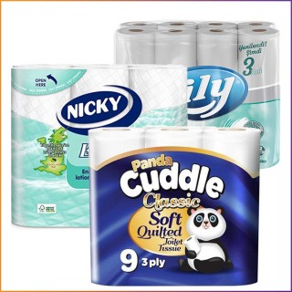 3-Ply White Quilted Toilet Rolls (9 per Pack)