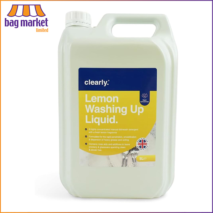 Clearly® Professional Lemon Scented Washing Up Liquid - 5 Litres - Concentrated